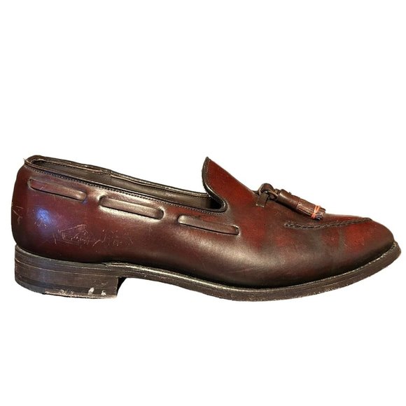Vtg Johnston Murphy Burgundy Shell Cordovan Tassel Apron Toe Loafers Mens 9 C/A